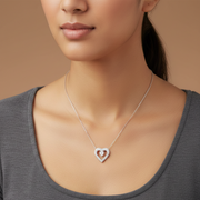 925 Sterling Silver Heart Shape Pendant Necklace with Adjustable Length